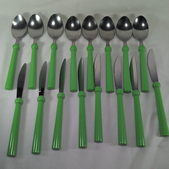 IKEA Grammatik Green 8 Lot Set Vintage Stainless Flatware Cutlery Knives Utensil - Picture 12 of 12